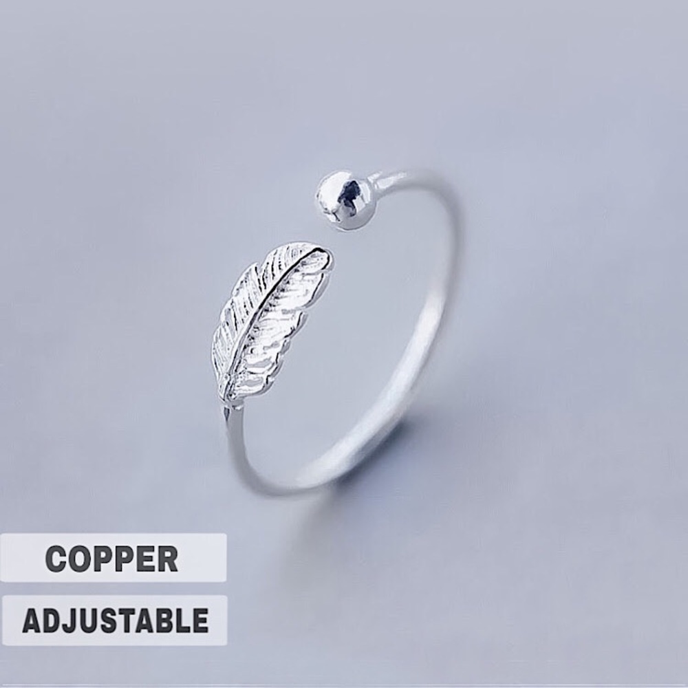 ⚜️𝟯𝟬%𝗢𝗙𝗙 𝗯𝘂𝗻𝗱𝗹𝗲𝘀 𝟯+⚜️ NEW Feather Silver Delicate Adjustable Ring